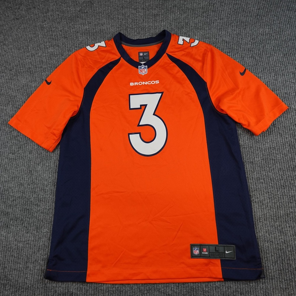 Denver Broncos Jersey Mens Large Orange NFL Football Nike Russell Wilson 3